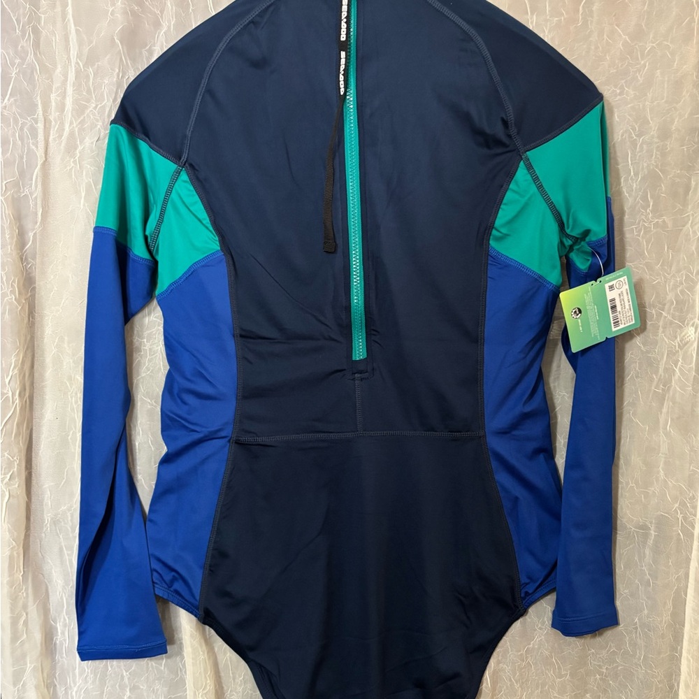 Blue and Green Long Sleeve Swimsuit